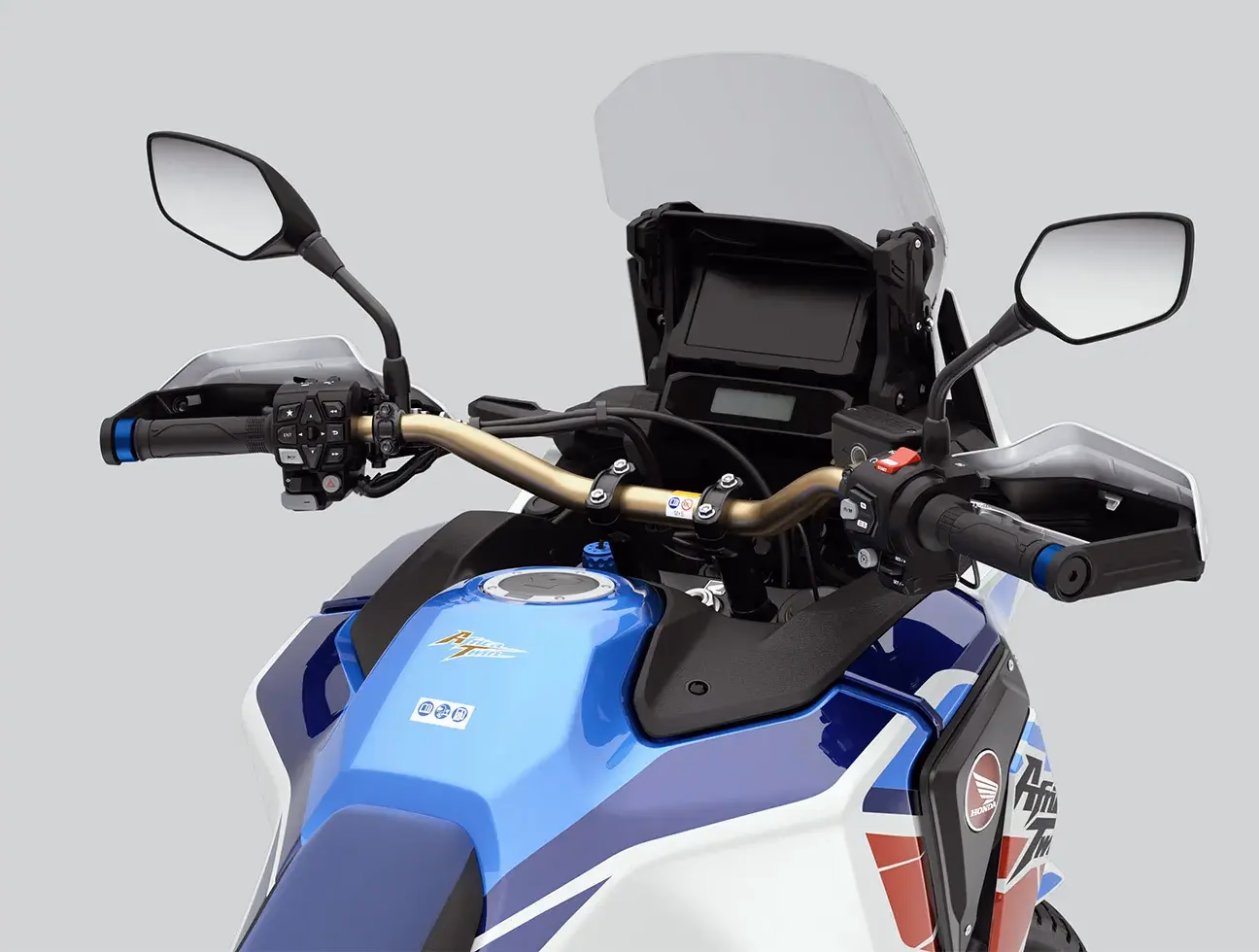 Vista lateral do guidão e painel digital da CRF 1100L Africa Twin Adventure Sports ES - 11 de 24