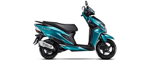 Elite 125 azul lateral, destaque para espaço e conforto
