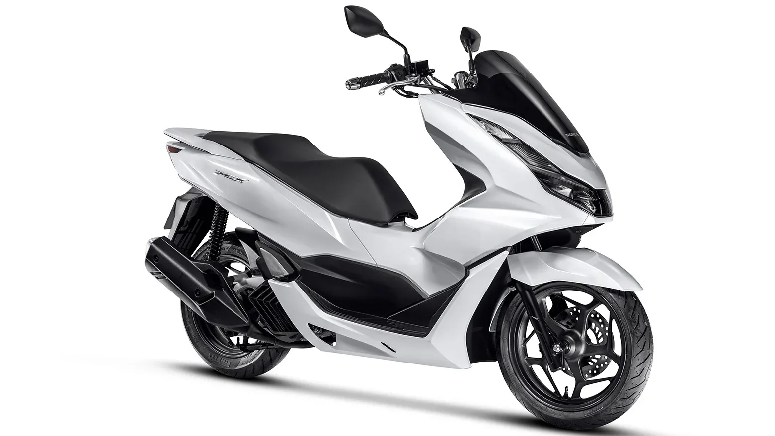PCX branca vista lateral dianteira direita