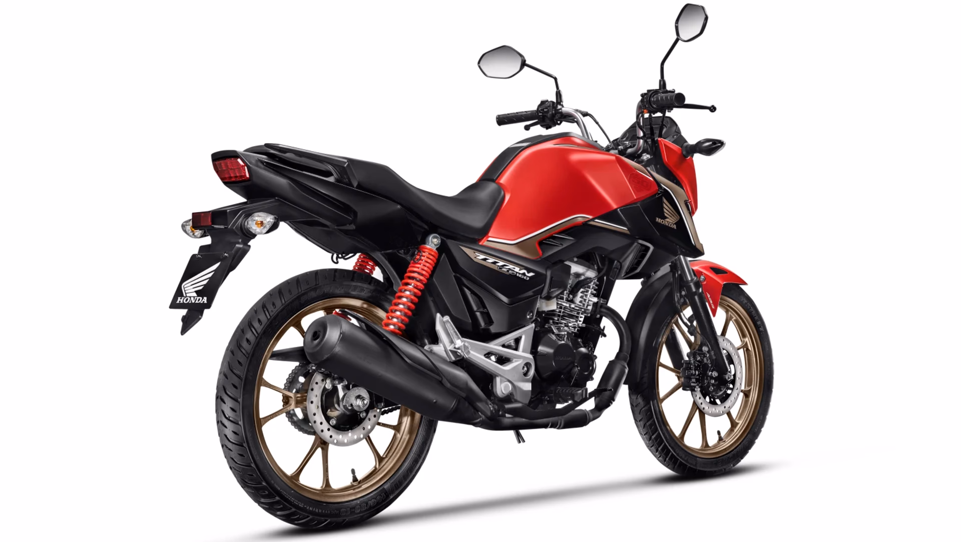 Moto Honda Nova Cg Comemorativa Vermelha Visao Total Vertical Trazeira Direita - 12 de 13